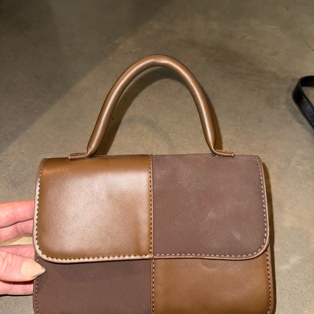 Elegant Brown Patchwork Handbag - image 1